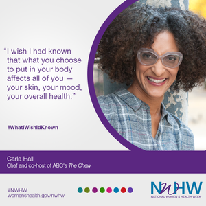 National Women's Health Week infographic featuring Carla Hall