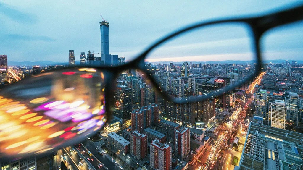 The Beijing skyline through blurry vision.