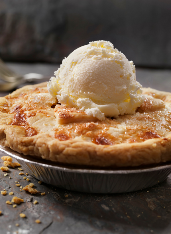 baked apple pie with ice cream