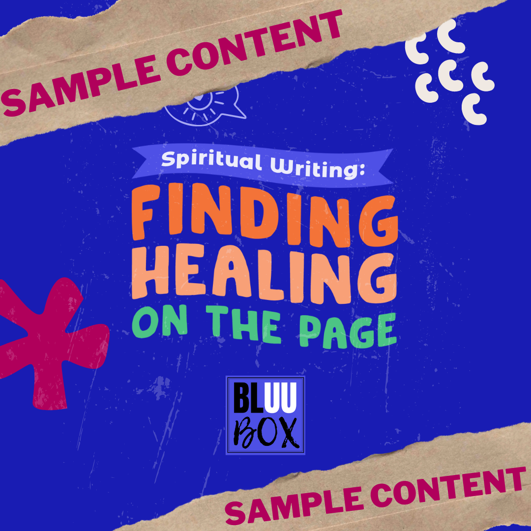 Sample BLUU Box content. Finding Healing on the Page.