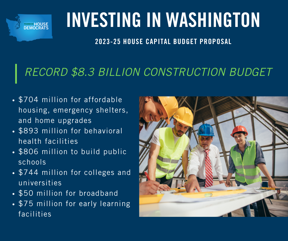 Investing in Washington: the 2023-25 House Capital Budget Proposal proposes a record $8.3 billion dollar construction budget