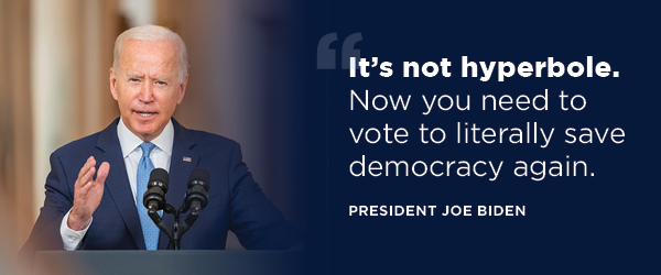 It’s not hyperbole. Now you need to vote to literally save democracy again It’s not hyperbole. Now you need to vote to literally save democracy again.