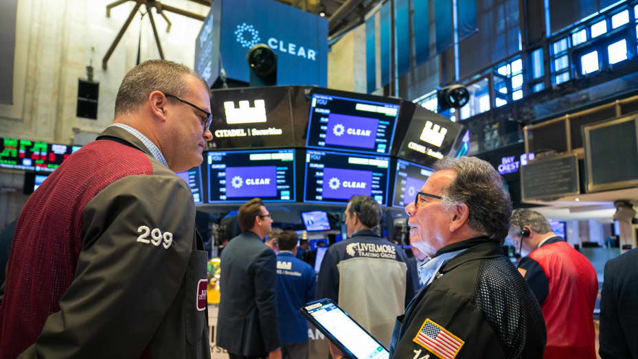 Traders on the floor of the NYSE