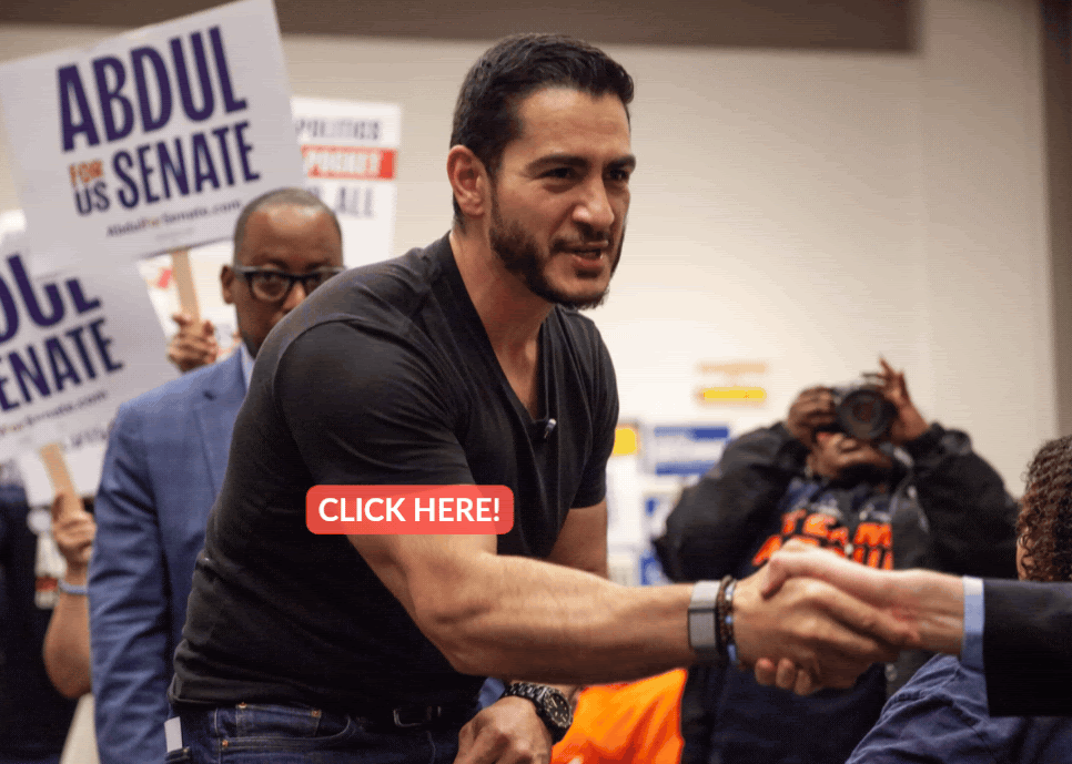 A picture of Abdul, with a big CLICK HERE button over his bicep A picture of Abdul, with a big CLICK HERE button over his bicep