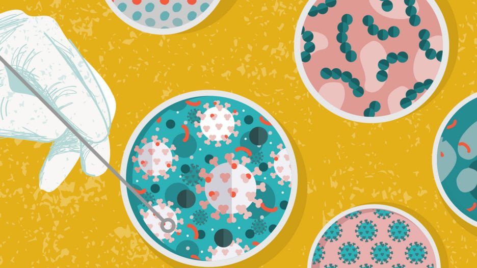 Ilustración de virus en petri