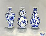 Three Little Blue and White Chinoserie Mini Vases - Posted on Wednesday, January 21, 2015 by kim Peterson