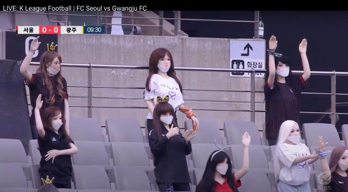 South Korean football club, FC Seoul use sex dolls to fill empty stadium as stand-in fans for a match (Photos)
