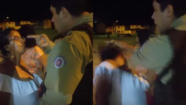 Vídeo mostra PM dando tapa no rosto de mulher em Porto Seguro, na Bahia