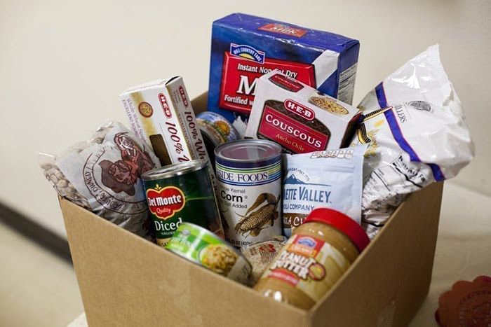 A box of food donations