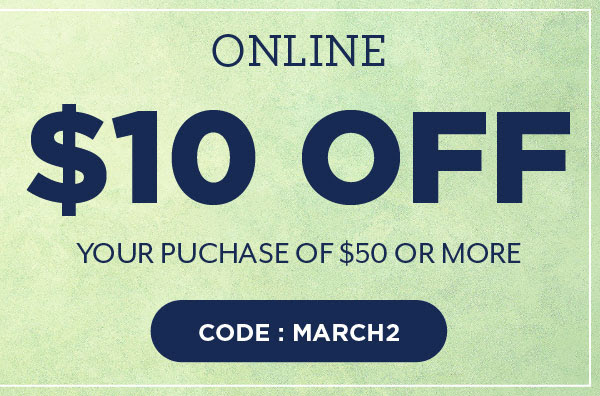 $10 off $50 with code MARCH2