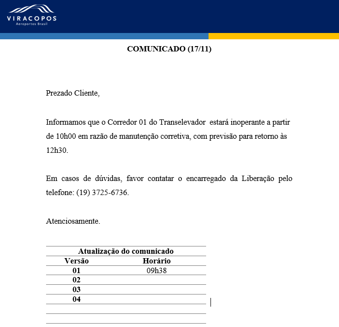 COMUNICADO VIRACOPOS