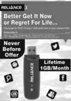 Reliance Netconnect 1GB per month For Lifetime