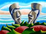 Mark Webster - Watercooler Moment on Easter Island - Abstract Geometric Futurist Landscape Oil Paint - Posted on Saturday, December 6, 2014 by Mark Webster