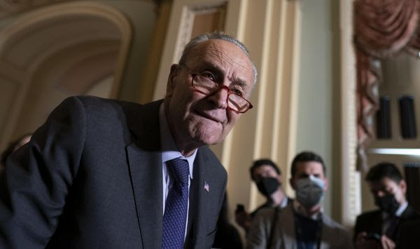 Senate Majority Leader Chuck Schumer, D-N.Y., speaks to reporters after a Democratic policy meeting at the Capitol in Washington, Tuesday, Nov. 2, 2021. (AP Photo/J. Scott Applewhite)