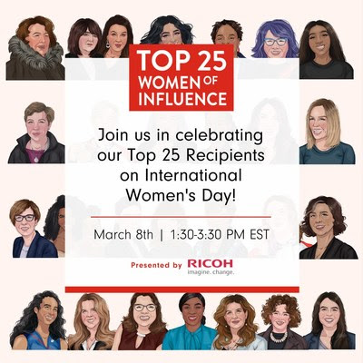 Join us in celebrating our Top 25 Recipients on International Women's Day on March 8, 2022! (CNW Group/Ricoh Canada Inc.)