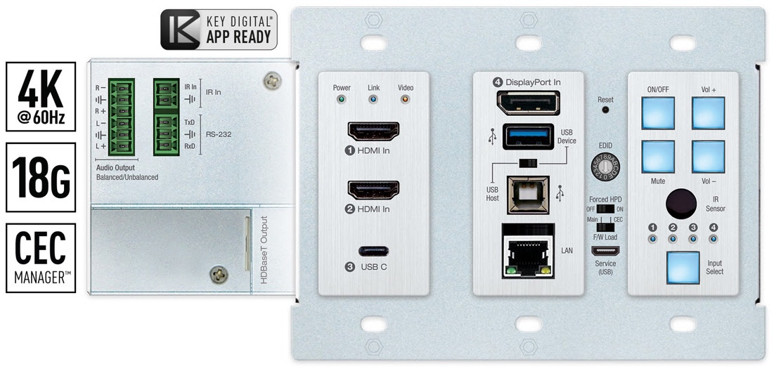 KD-X2x1WDTx Wallplate Tx. Front and back picture.