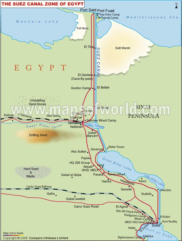 Suez Canal Map | Suez, Map, Egypt map