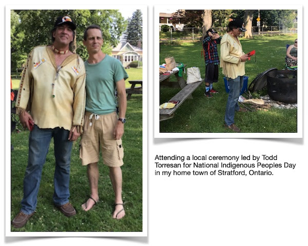 Speculative fiction writer John C. A. Manley attending a local ceremony led by Todd Torresan for National Indigenous Peoples Day 2023 in my home town of Stratford, Ontario.