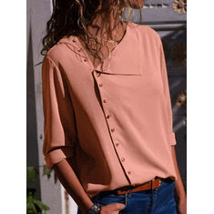 Women Button Casual Basic Blouse