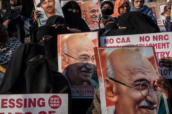 A silent protest on Thursday at the Jama Masjid, a mosque in New Delhi, on the anniversary of the assassination of Gandhi.