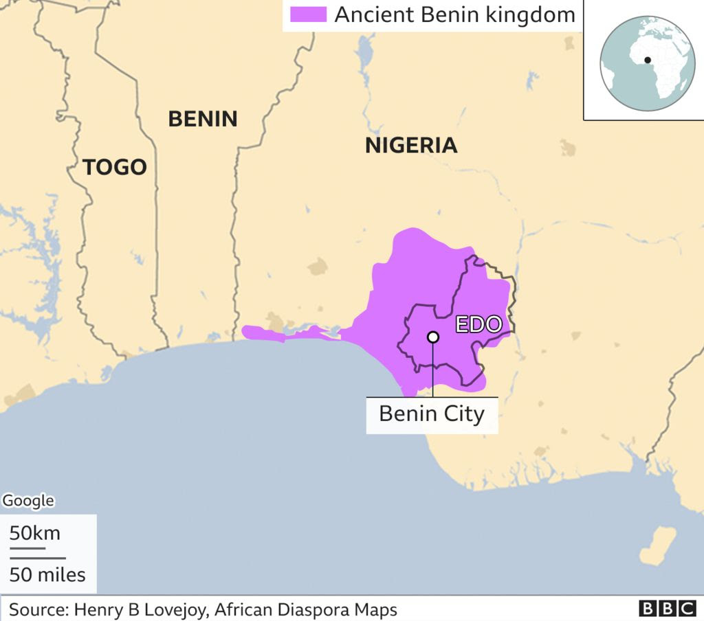 Map showing ancient Benin kingdom