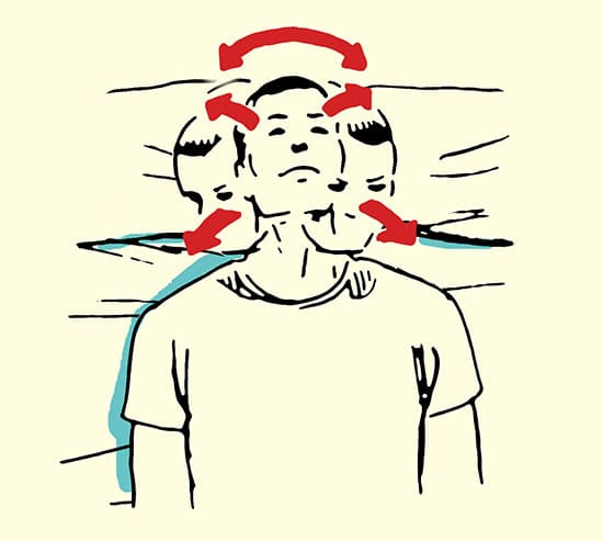 neck mobilization stretch morning routine illustration