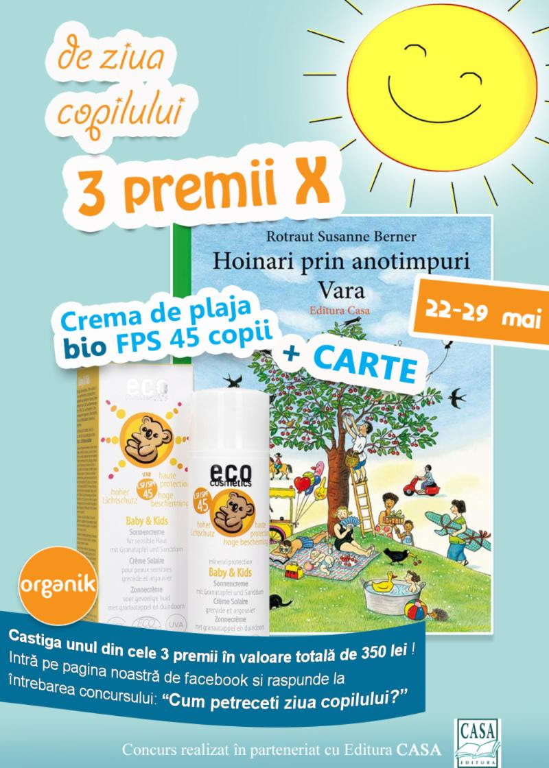 Concurs cu premii produse de protecție solară pentru copii plus o carte formidabilă !