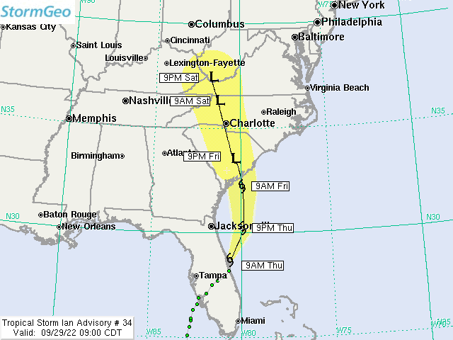 Tropical Storm Ian Track Chart, Advisory #34