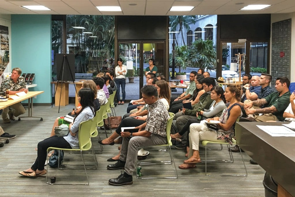 All of the year’s mentees listen during the 2017 kickoff event for a 5x5x5 program at the AIA Center for Architecture on Fort Street Mall in downtown Honolulu. | Photo: courtesy of AIA Honolulu