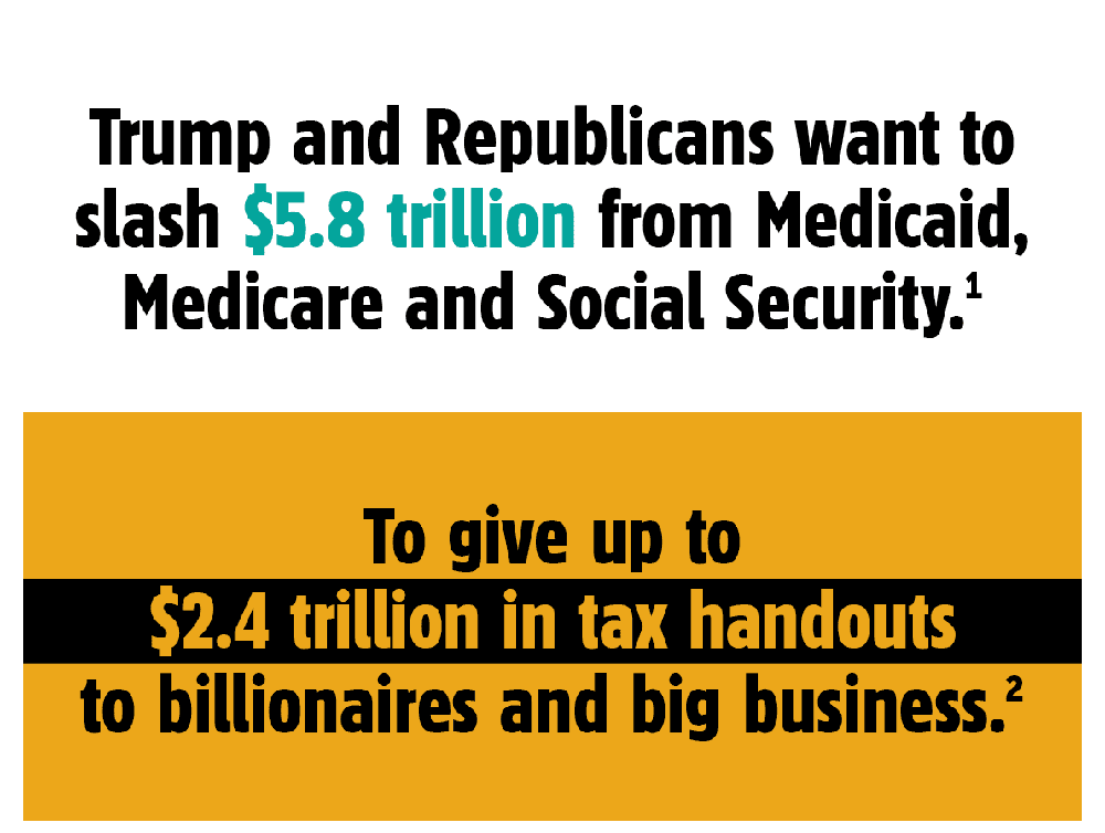 Trump and the GOP want to cut trillions from Medicaid, Medicare, and Social Security to give tax handouts to billionaires and big business.
