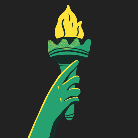 Statue of Liberty torch with the text: Pass the For the People Act // Protect our Liberty