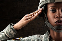 Woman veteran salute