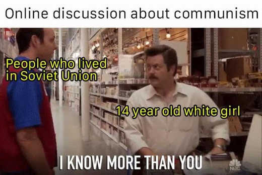 online discussion about communism soviet union citizens vs 14 year old white girl know more than you