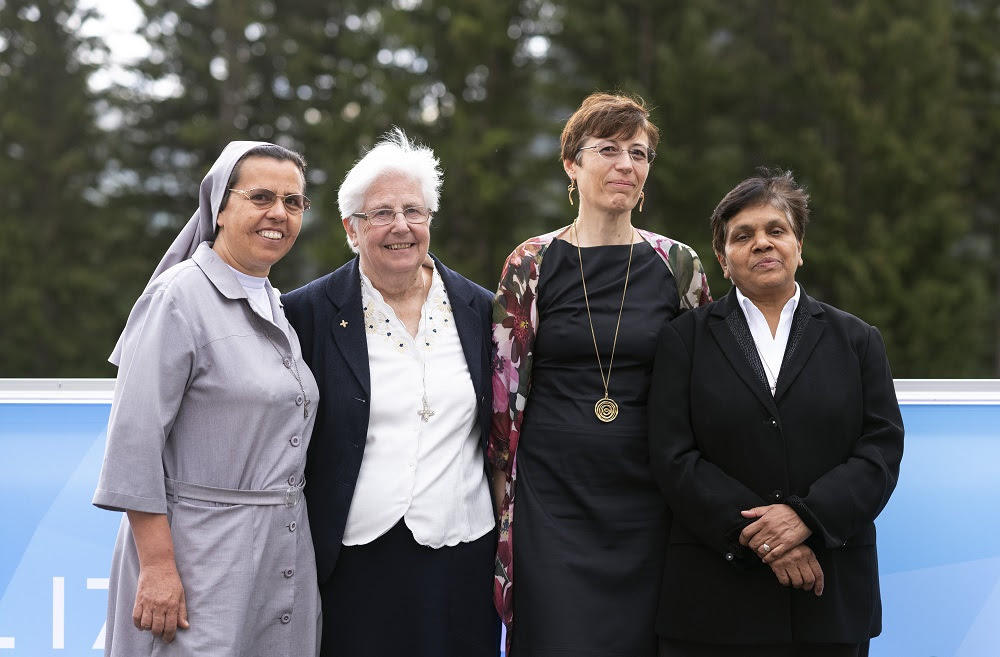 Leaders of the women's International Union of Superiors General and the Global Solidarity Fund are pictured May 23 at the World Economic Forum in Davos, Switzerland.