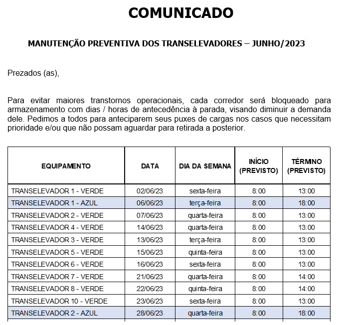 COMUNICADO - ABV