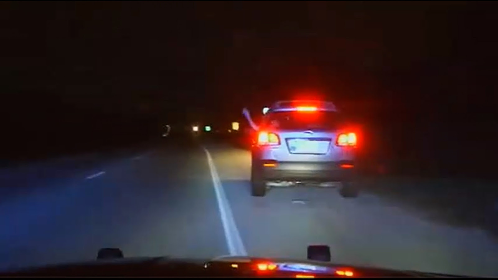 Officers pulling over the vehicle as seen from their dash cam
