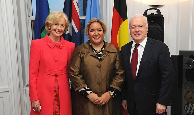 The Governor-General, Ms Quentin Bryce AC CVO, Professor Megan Davis, and the Australian Ambassador and Permanent Representative to the United Nations, His Excellency Mr Gary Quinlan
