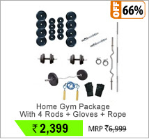 Body Maxx 52 kg Home Gym Package With 4 Rods + Gloves + Rope. Buy Now..!!