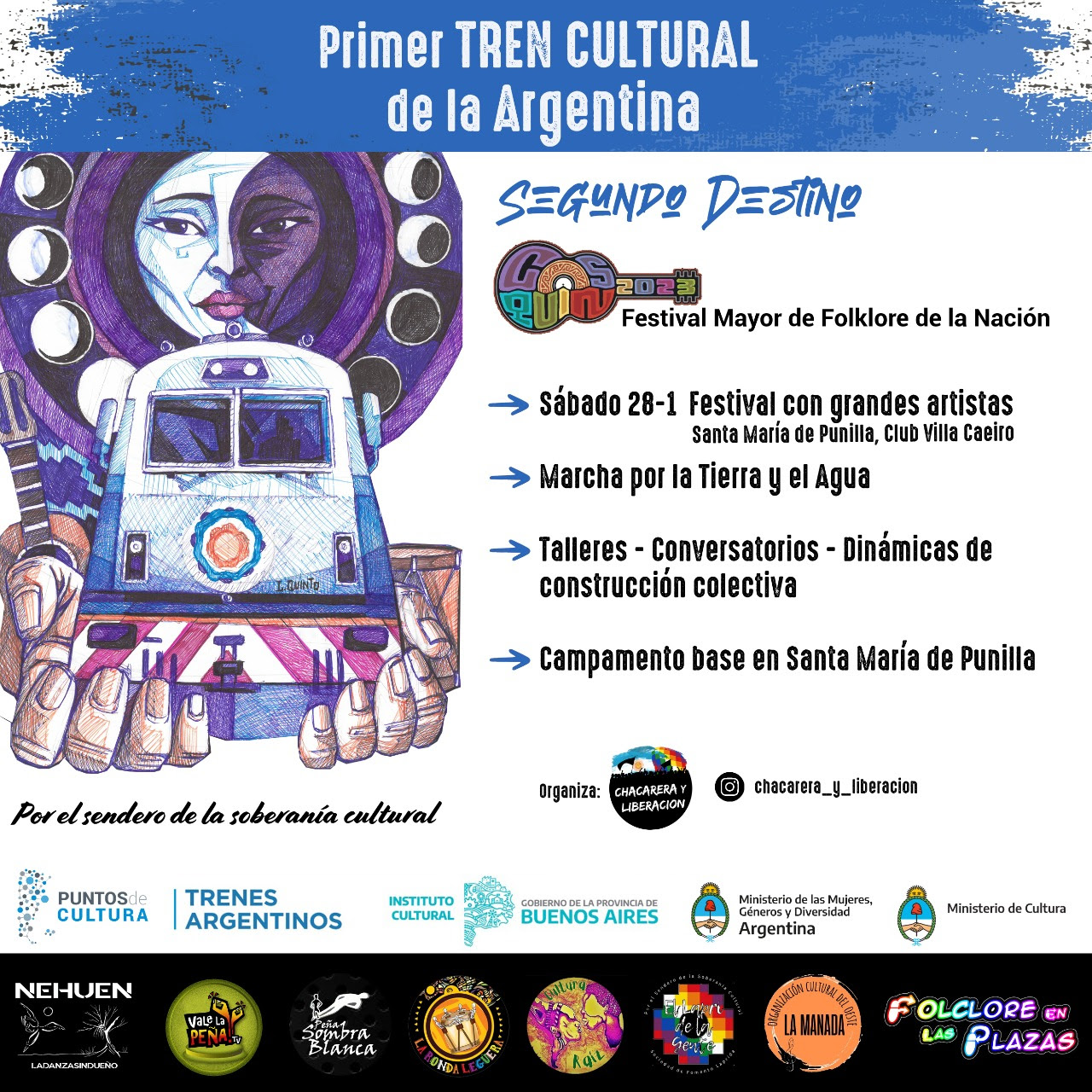 Primer Tren Cultural de la Argentina realiza su segundo destino hacia el Festival Nacional del Folclore de Cosqun 2023