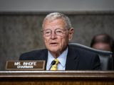 In this file photo, Senate Armed Services Chairman James Inhofe, R-Okla, is shown during a Senate Armed Services Committee hearing on Capitol Hill in Washington, Thursday, May 7, 2020. Mr. Inhofe and 30 Senate colleagues on May 15 sent a letter to the FCC criticizing the agency for its approval of a 5G network rollout by Ligado that could interfere with GPS signals. (Al Drago/Pool via AP) **FILE**
