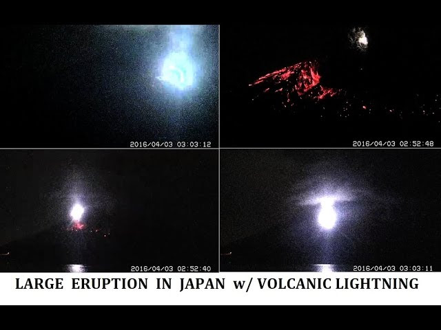 4/03/2016 -- Amazing Eruption in South Japan at Sakurajima Volcano -- Static Discharge Lightning  Sddefault
