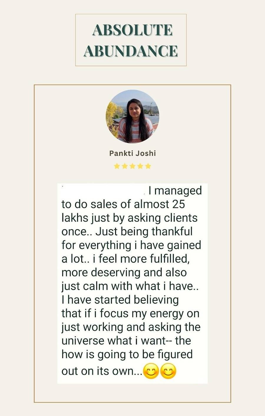 Absolute abundance testimonial 2