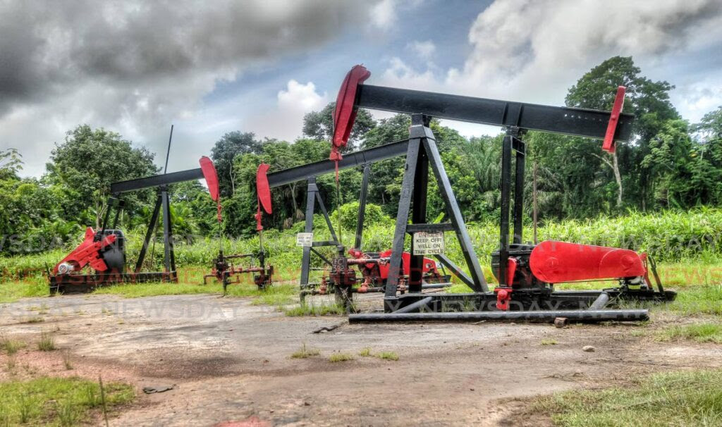 Pumping jacks along the Petrotrin Field Road in 2018. - File photo/Jeff K Mayers