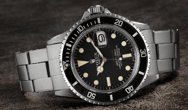 Rolex Submariner Vintage Black Mark V 'Red' Dial Steel Mens Watch 1680