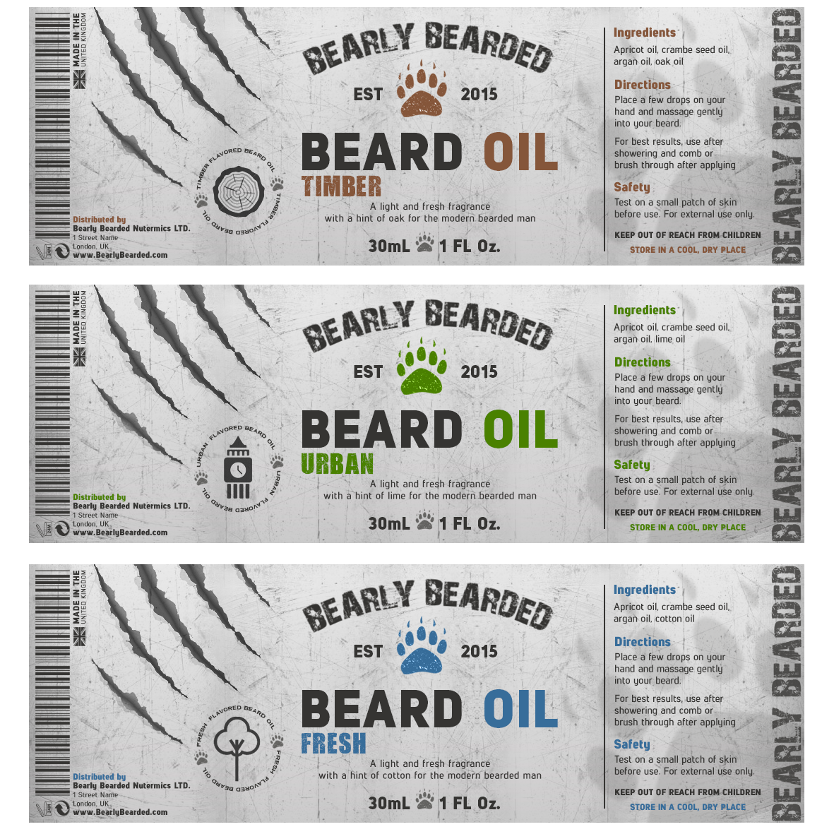 Design 73 by William ) Label for a comptemporary Beard Oil Beard