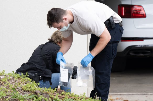 AFP officers at a home in Vaucluse on Wednesday. 