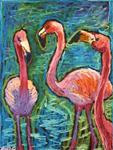 Three Flamingoes - Posted on Monday, December 15, 2014 by Ande Hall