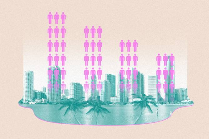Illustration showing Miami's population decreasing