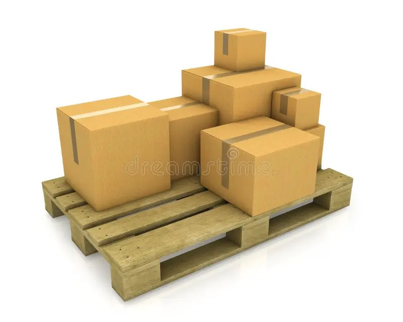 Stack of Different Sized Carton Boxes on Pallet Stock Image Image of