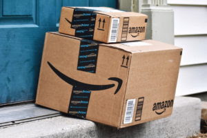 Amazon boxes on doorstep